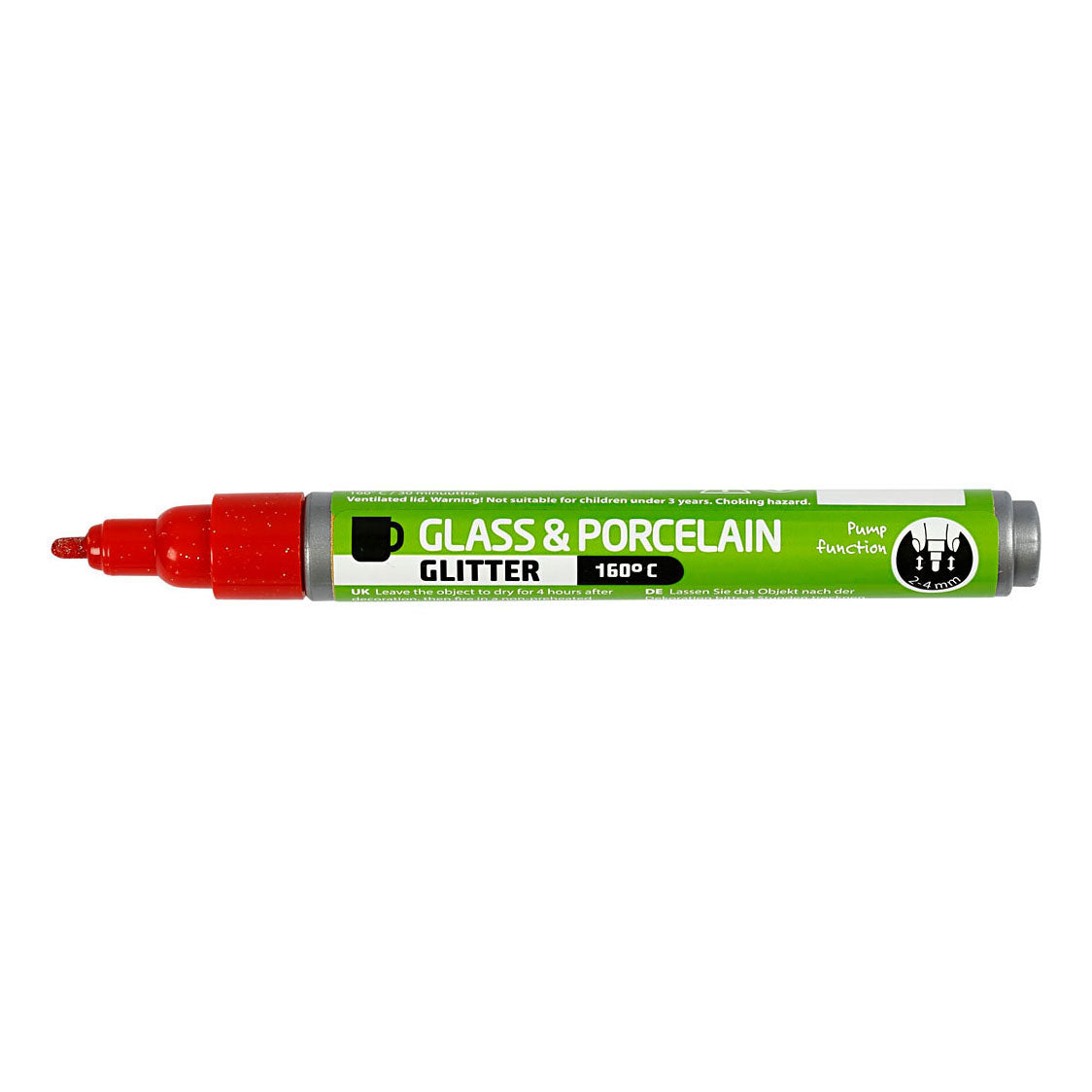 Creativ Company Glasen PorcelainainStift paillette semi-couverture rouge