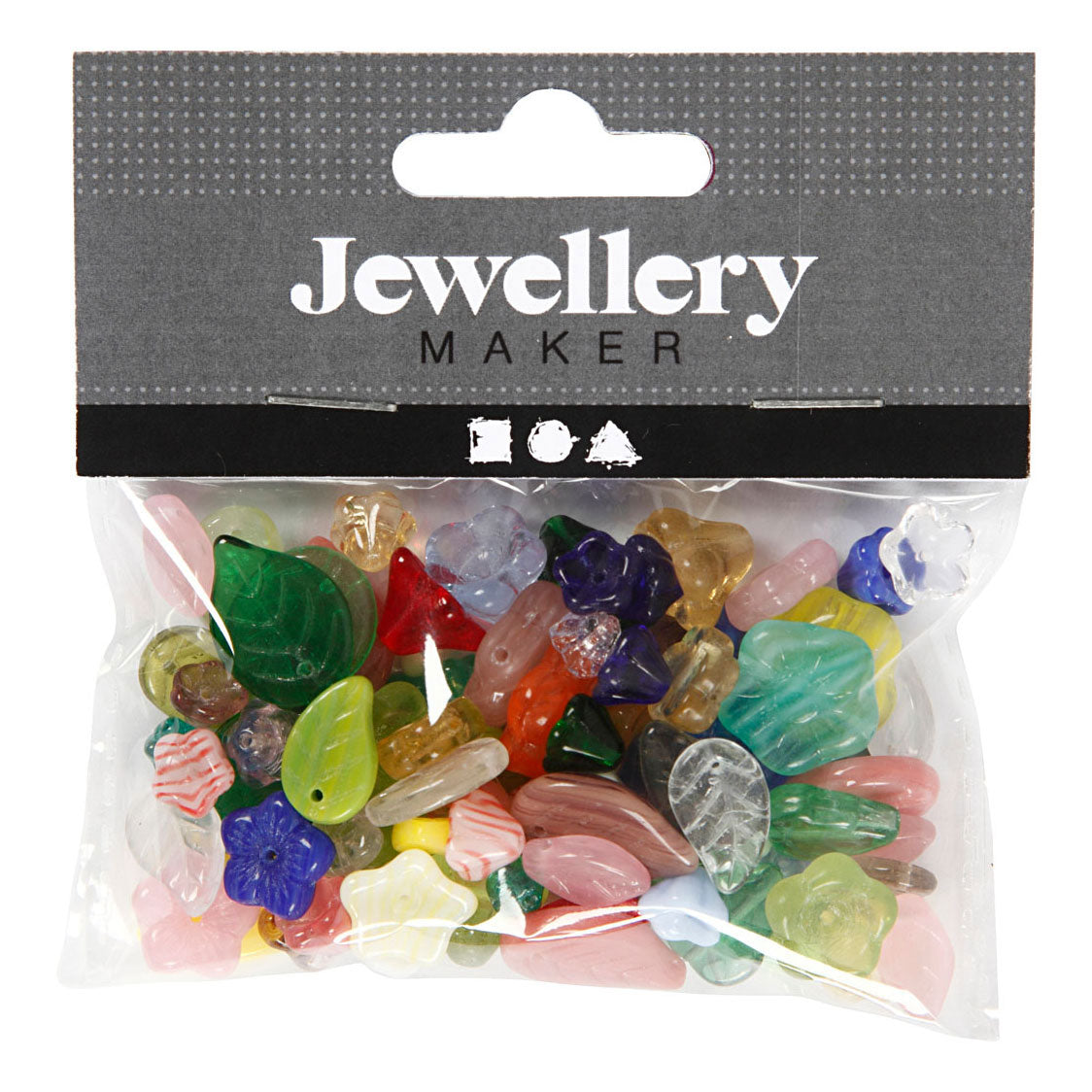 Perles de verre de la compagnie Creativ Diverses feuilles et fleurs, 60 grammes