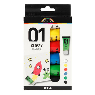 Creativ Company Paint acrylique pour Kidneren Glossy Standard Colors, 6x20ml