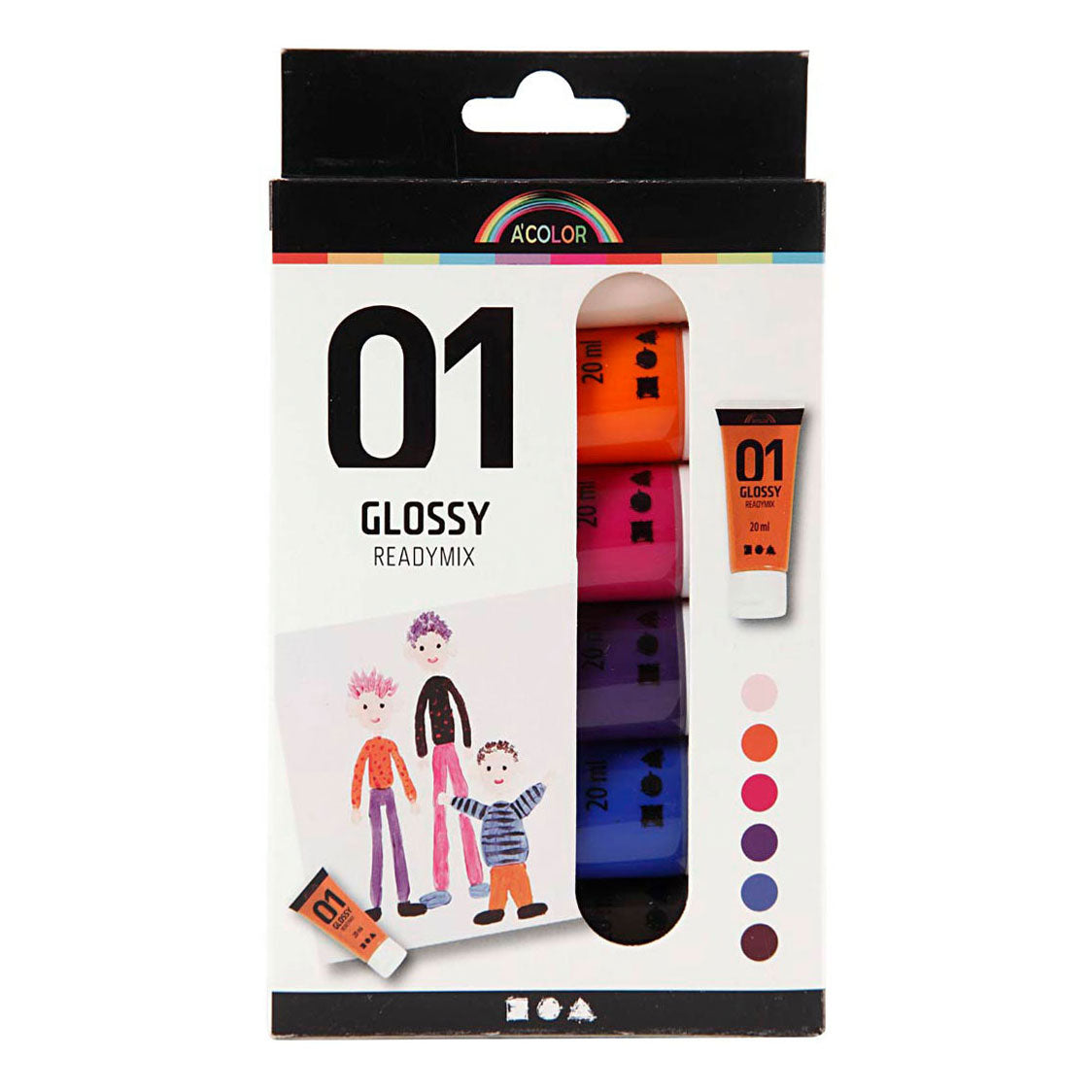Creativ Company Paint acrylique pour enfants couleurs supplémentaires brillantes, 6x20 ml