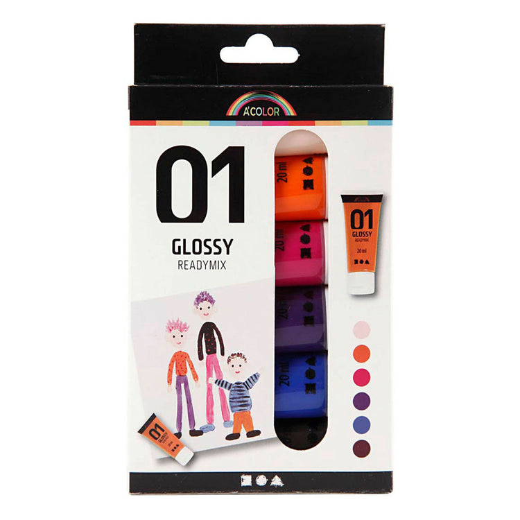 Creativ Company Paint acrylique pour enfants couleurs supplémentaires brillantes, 6x20 ml