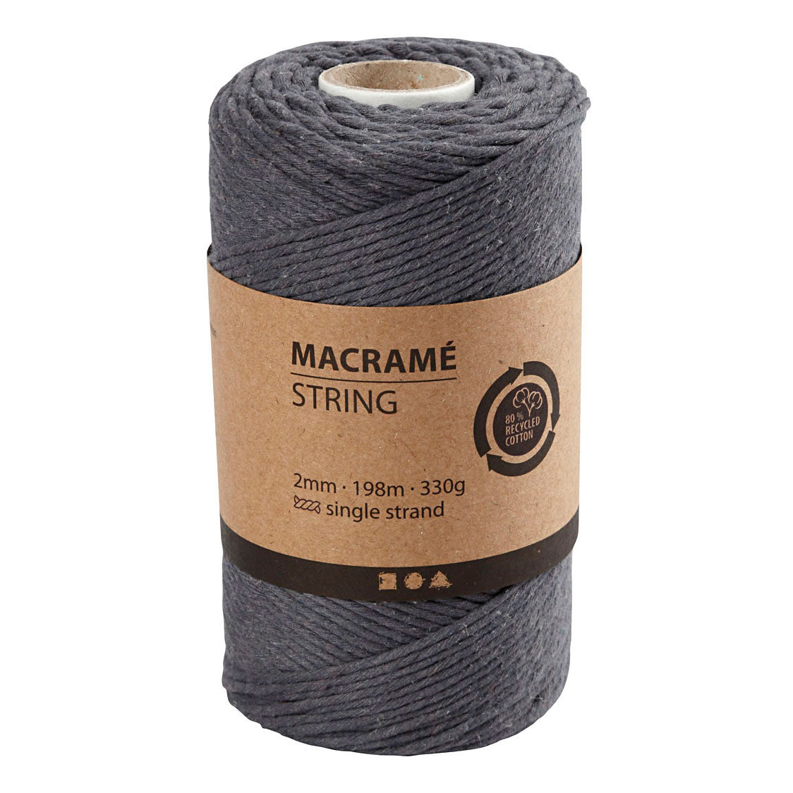Crétiv Company Macrame Cord Gray, 198m