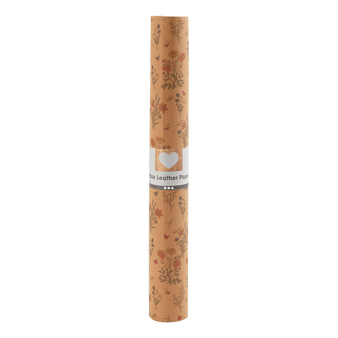 Creativ Company Faux en papier en cuir marron avec imprimé floral, 1m