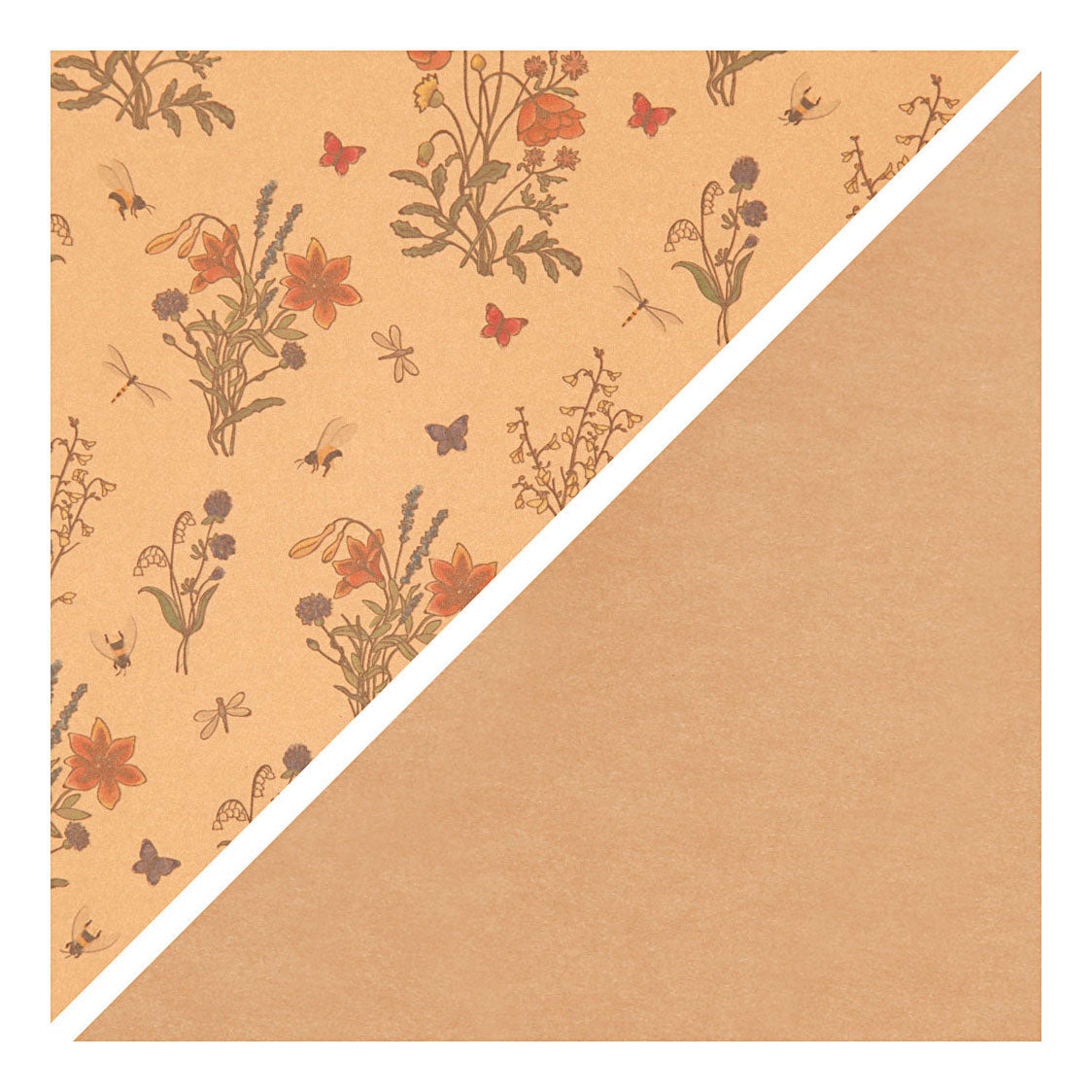 Creativ Company Faux en papier en cuir marron avec imprimé floral, 1m