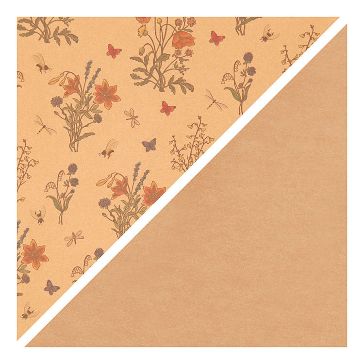 Creativ Company Faux en papier en cuir marron avec imprimé floral, 1m