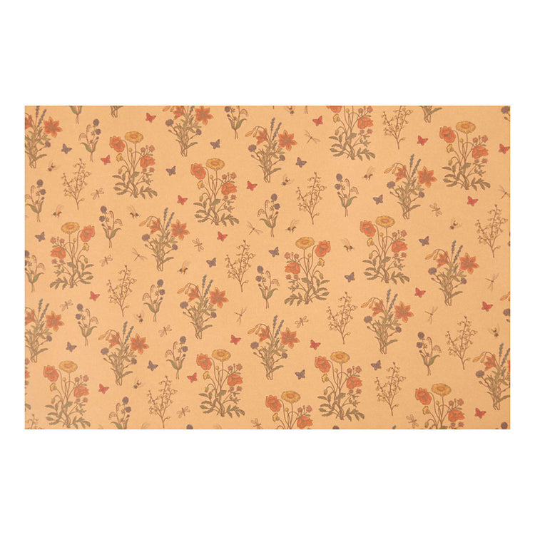 Creativ Company Faux en papier en cuir marron avec imprimé floral, 1m