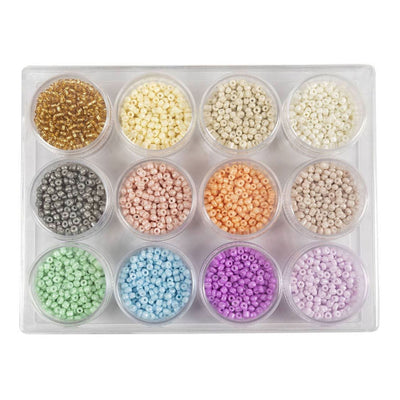 Creativ Company rocailles perles de verre rondes 3 mm couleurs pastel, 12x17 grammes