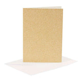 Cartes et enveloppes d'entreprise Creativ, format carte 10,5x15 cm, format enveloppe 11,5x16,5 cm, paillettes, 120+250 gr, or, 4 set 1 boîte - afbeelding 1