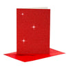 Cartes et enveloppes d'entreprise Creativ, format carte 10,5x15 cm, format enveloppe 11,5x16,5 cm, paillettes, 110+250 gr, rouge, 4 set 1 boîte