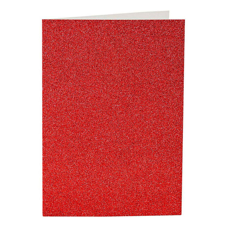 Cartes et enveloppes d'entreprise Creativ, format carte 10,5x15 cm, format enveloppe 11,5x16,5 cm, paillettes, 110+250 gr, rouge, 4 set 1 boîte