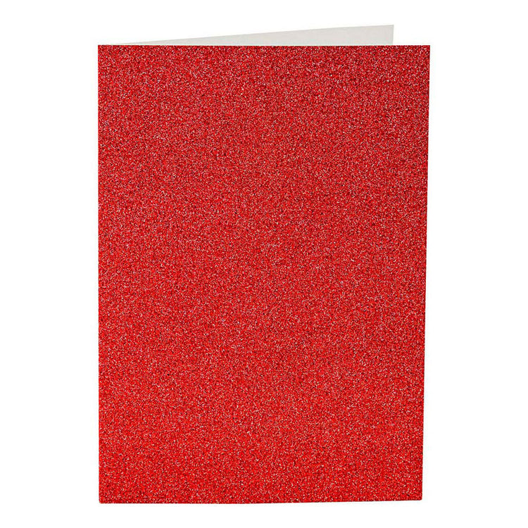Cartes et enveloppes d'entreprise Creativ, format carte 10,5x15 cm, format enveloppe 11,5x16,5 cm, paillettes, 110+250 gr, rouge, 4 set 1 boîte