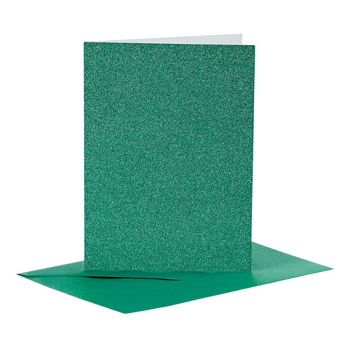Cartes et enveloppes d'entreprise Creativ, format carte 10,5x15 cm, format enveloppe 11,5x16,5 cm, paillettes, 110+250 gr, vert, 4 set 1 boîte