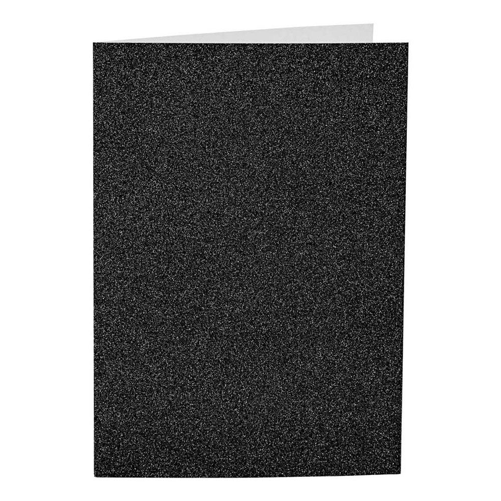 Cartes et enveloppes d'entreprise Creativ, format carte 10,5x15 cm, format enveloppe 11,5x16,5 cm, paillettes, 110+250 gr, noir, 4 set 1 boîte