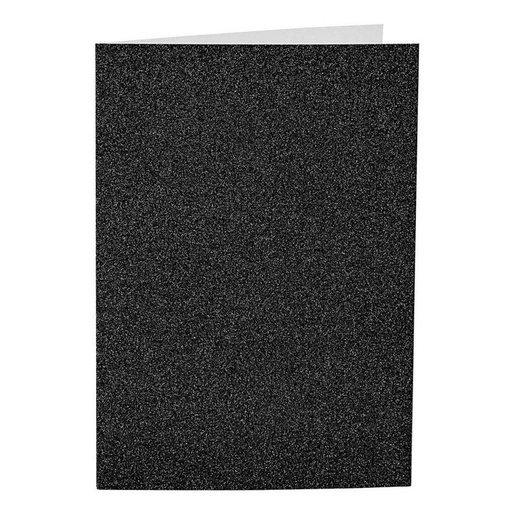 Cartes et enveloppes d'entreprise Creativ, format carte 10,5x15 cm, format enveloppe 11,5x16,5 cm, paillettes, 110+250 gr, noir, 4 set 1 boîte
