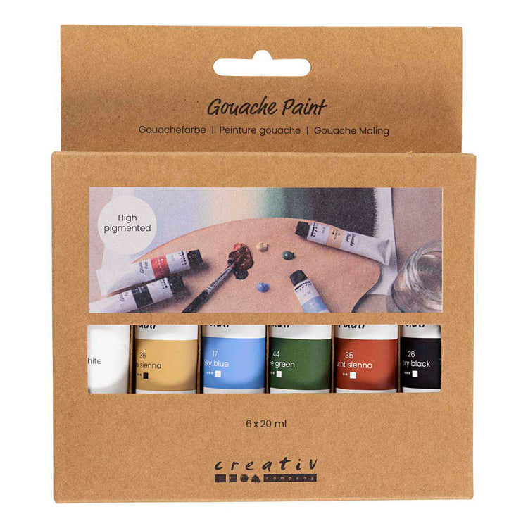 Peinture gouache Creativ company, couleurs naturelles, 6x20 ml 1 boîte