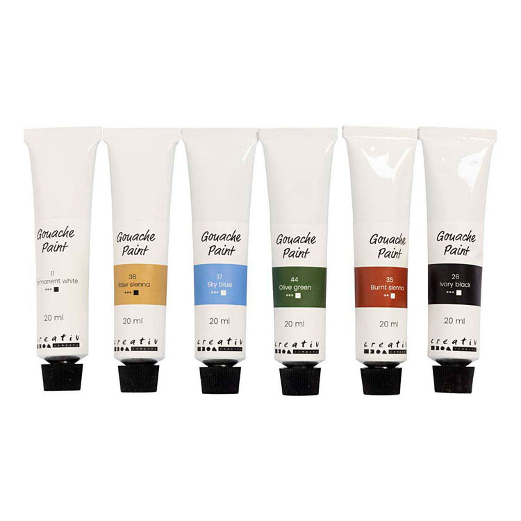 Peinture gouache Creativ company, couleurs naturelles, 6x20 ml 1 boîte
