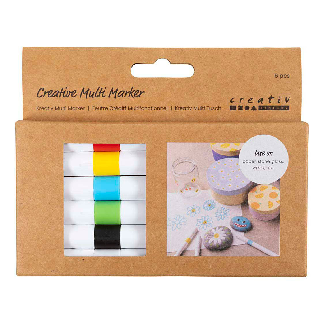 Creativ company marqueur multi créatif, largeur de trait 4 mm, différentes couleurs, 6 pièces 1 boîte