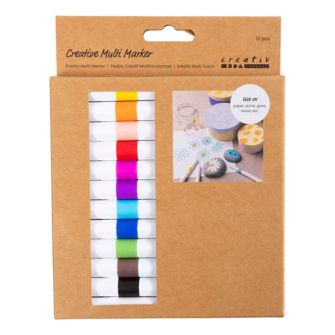 Creativ company marqueur multi créatif, largeur de trait 4 mm, différentes couleurs, 12 pièces 1 boîte