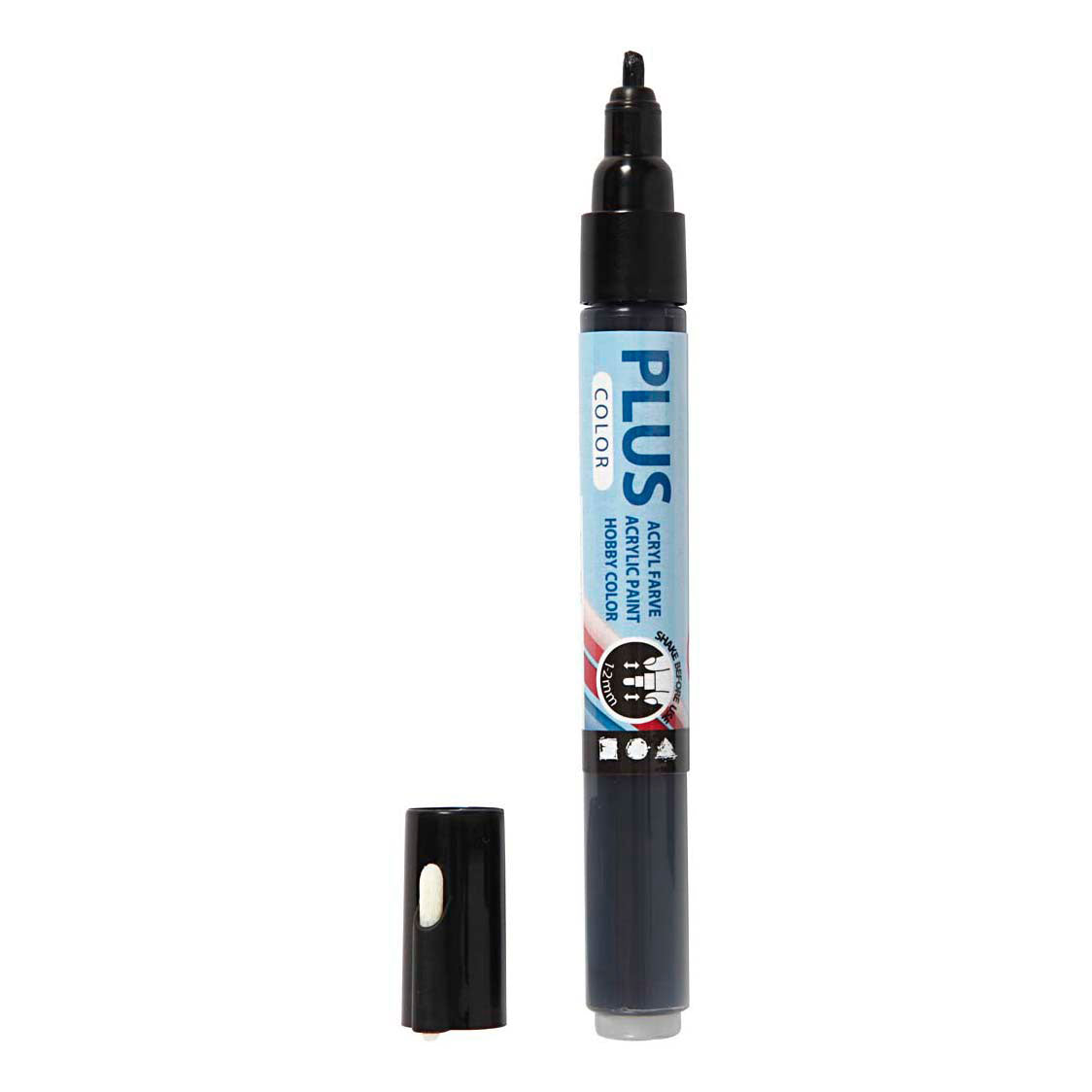 Marqueur de couleur Plus, l : 14,5 cm, largeur de trait 1-2 mm, noir, 5,5 ml, 1 pièce
