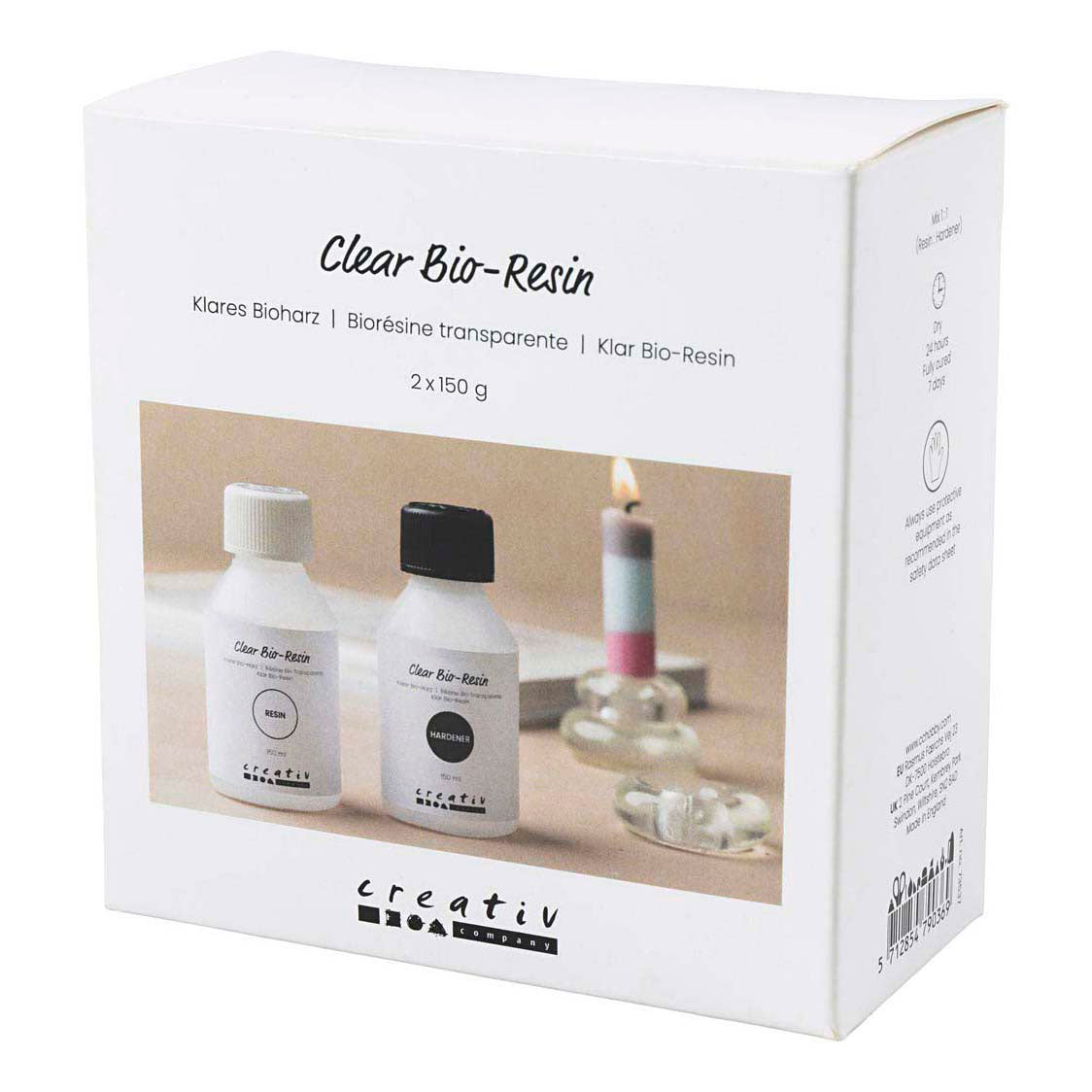 Creativ company bio-résine transparente, transparente, 2x150 ml 1 boîte
