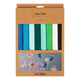 Papier crépon Creativ company, feuille 25x60 cm, taux de crêpe : 180%, 105 gr, harmonie bleu vert, 8 feuilles 1 boîte - afbeelding 2
