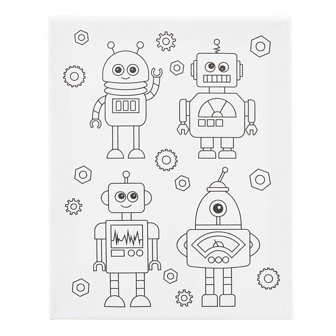 Creativ company toile de peinture avec impression, robots, d: 1,6 cm, taille 24x30 cm, 360 g, 1 pièce