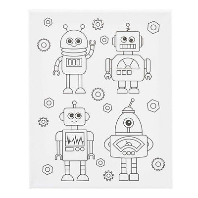 Creativ company toile de peinture avec impression, robots, d: 1,6 cm, taille 24x30 cm, 360 g, 1 pièce