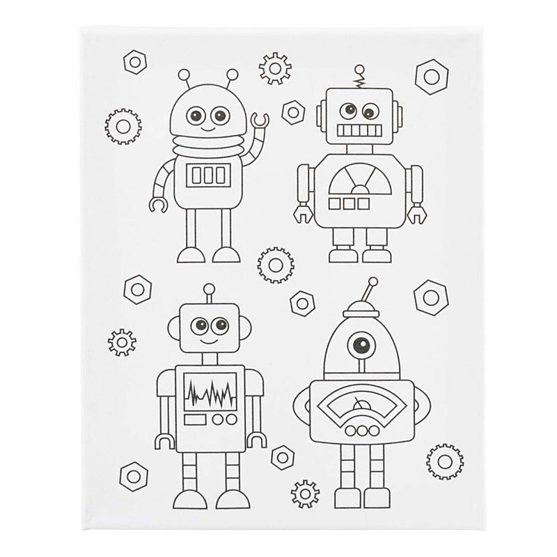 Creativ company toile de peinture avec impression, robots, d: 1,6 cm, taille 24x30 cm, 360 g, 1 pièce