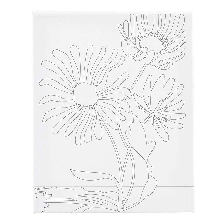 Creativ company toile de peinture avec impression, grandes fleurs, d: 1,6 cm, taille 24x30 cm, 360 g, 1 pièce