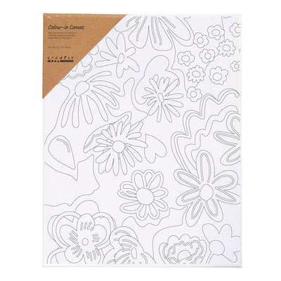 Creativ company toile de peinture avec impression, fleurs, d: 1,6 cm, taille 24x30 cm, 360 g, 1 pièce