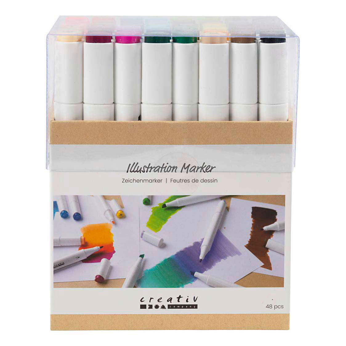 Stylo à dessin Creativ company, largeur de trait 1+8 mm, couleurs standards, 48 pièces 1 boîte
