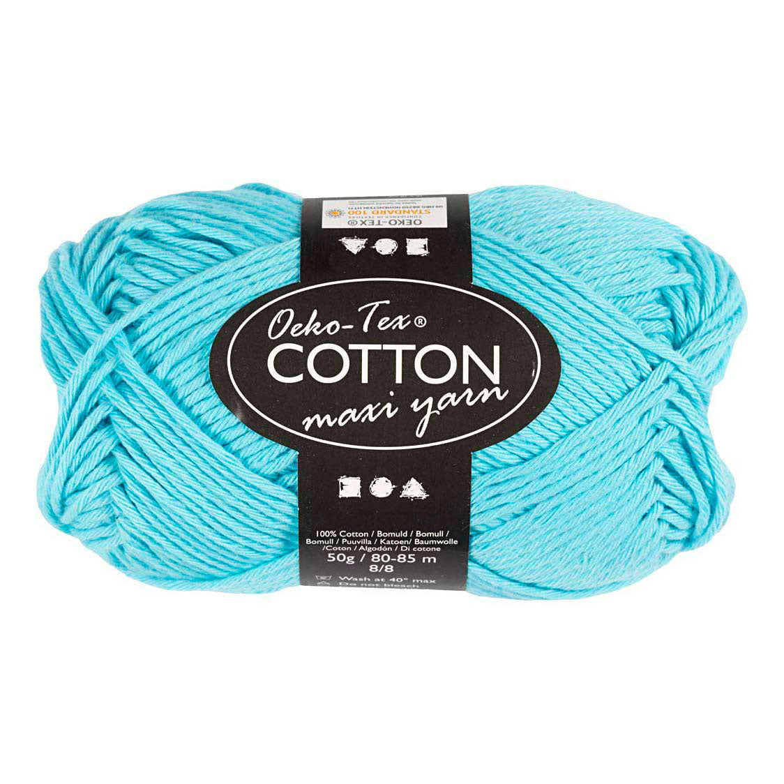Fil de coton Creativ company, taille 8 8, l : 80-85 m, turquoise, 50 g 1 pelote