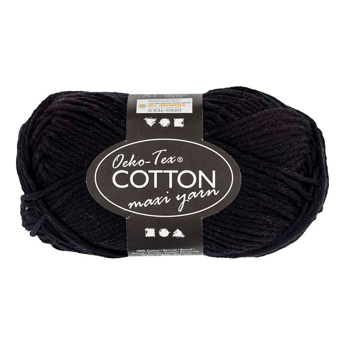 Fil de coton Creativ company, taille 8 8, l : 80-85 m, noir, 50 g 1 pelote