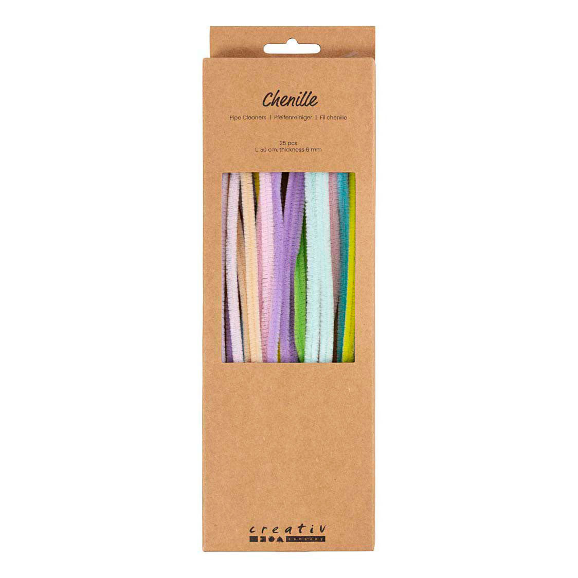 Creativ company chenille, l: 30 cm, épaisseur 6 mm, couleurs pastel, 25 div 1 boîte