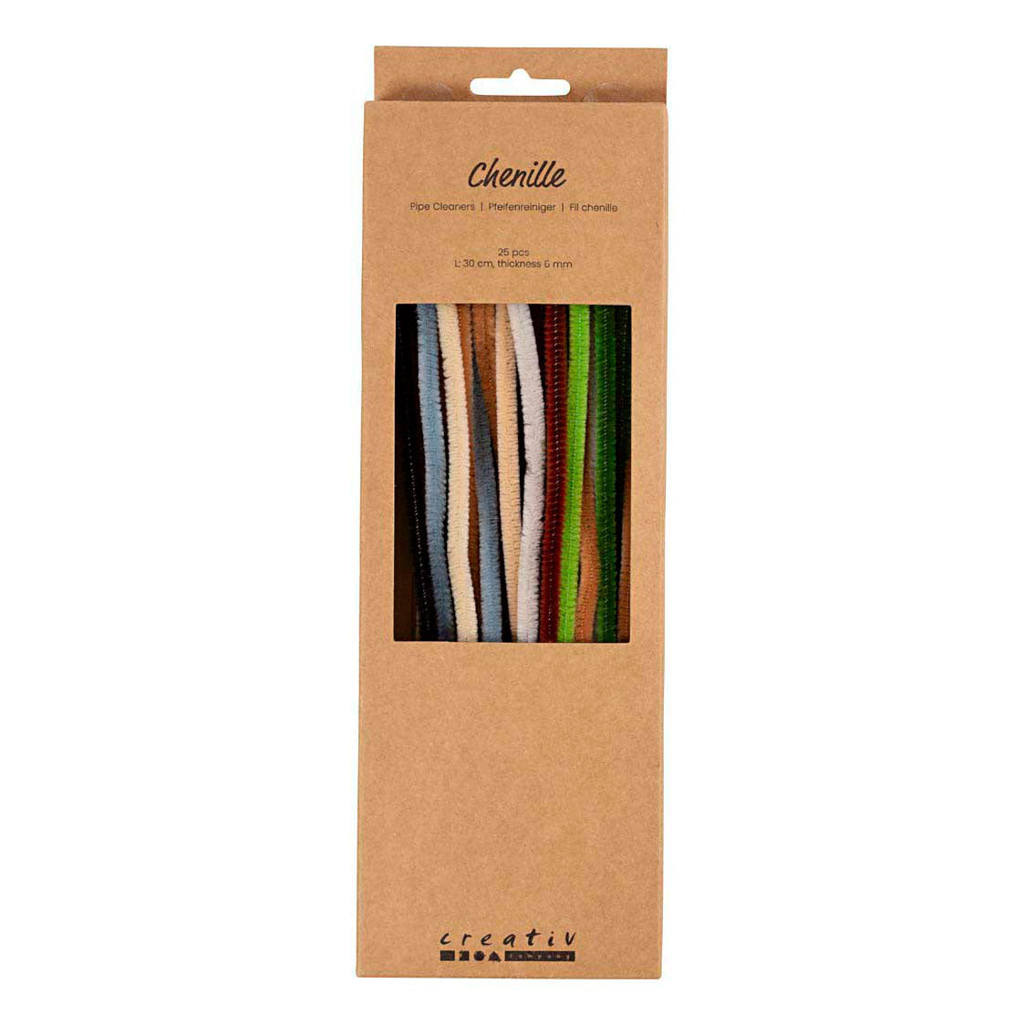 Creativ company chenille, l: 30 cm, épaisseur 6 mm, naturel, 25 pièces 1 boîte