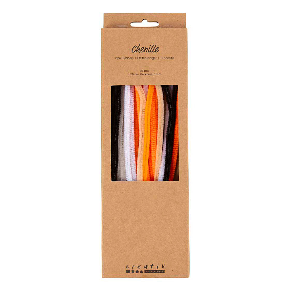 Creativ company chenille, l: 30 cm, épaisseur 6 mm, couleurs halloween, 25 div 1 boîte
