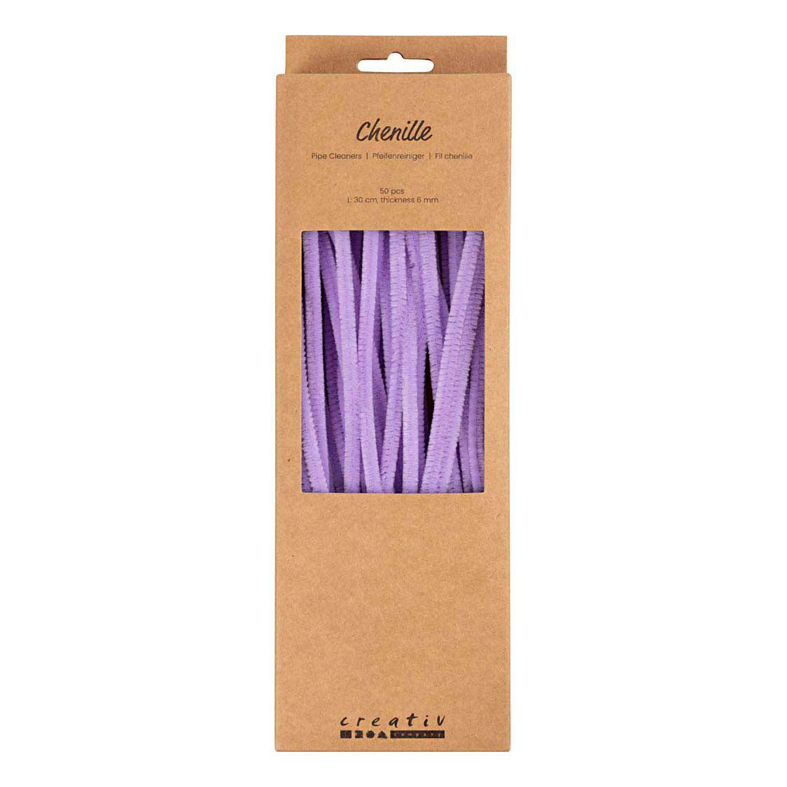 Creativ company chenille, l: 30 cm, épaisseur 6 mm, violet, 50 pièces 1 boîte