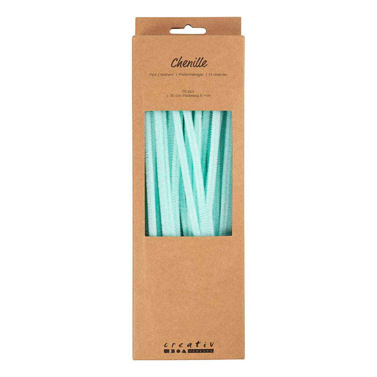 Creativ company chenille, l: 30 cm, épaisseur 6 mm, turquoise clair, 50 pièces 1 boîte