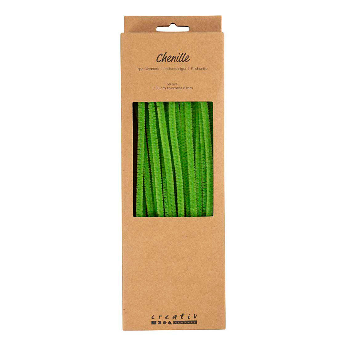 Creativ company chenille, l: 30 cm, épaisseur 6 mm, vert citron, 50 pièces 1 boîte