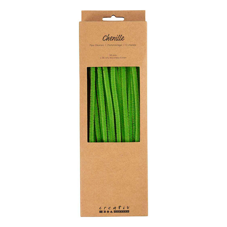 Creativ company chenille, l: 30 cm, épaisseur 6 mm, vert citron, 50 pièces 1 boîte