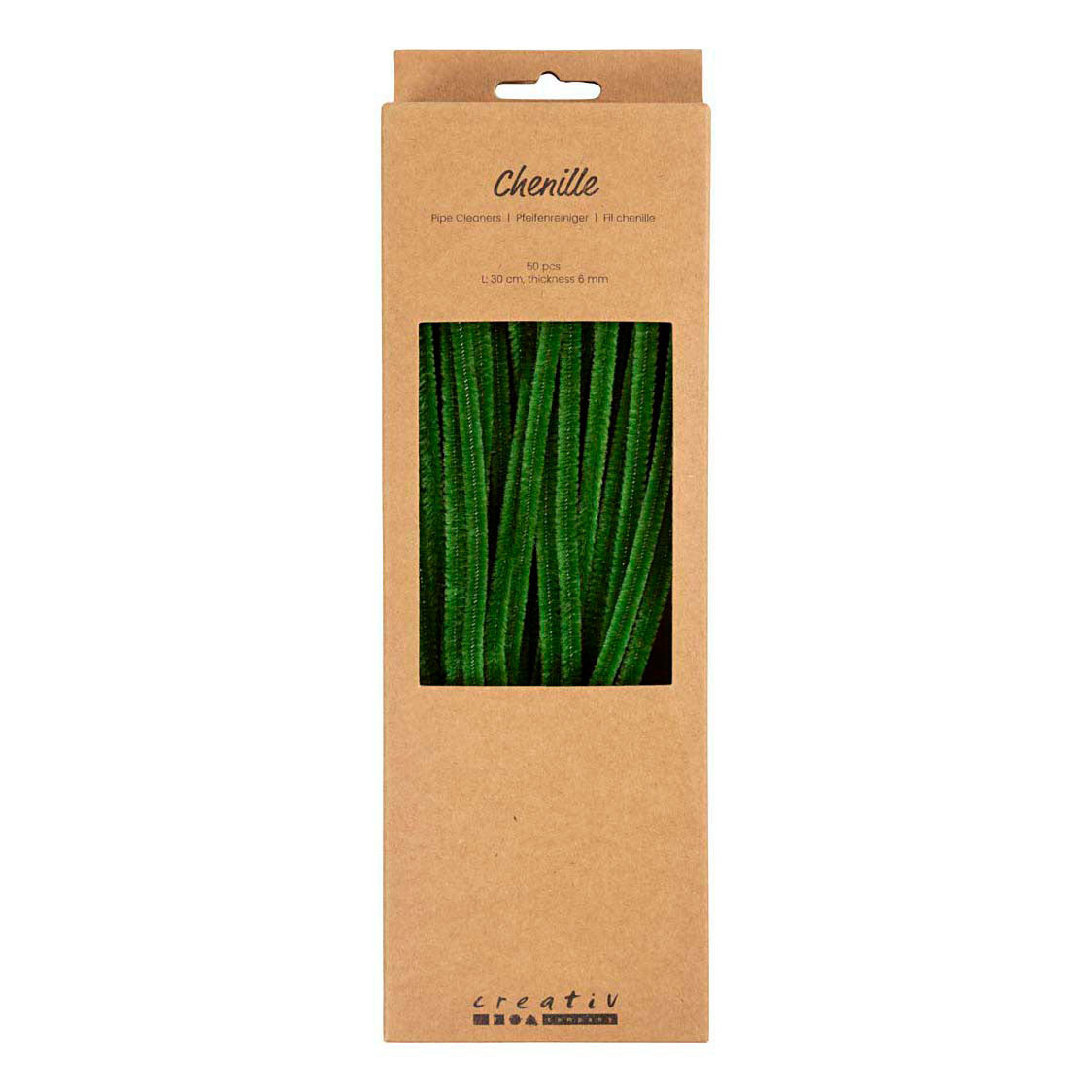 Creativ company chenille, l: 30 cm, épaisseur 6 mm, vert pin, 50 pièces 1 boîte
