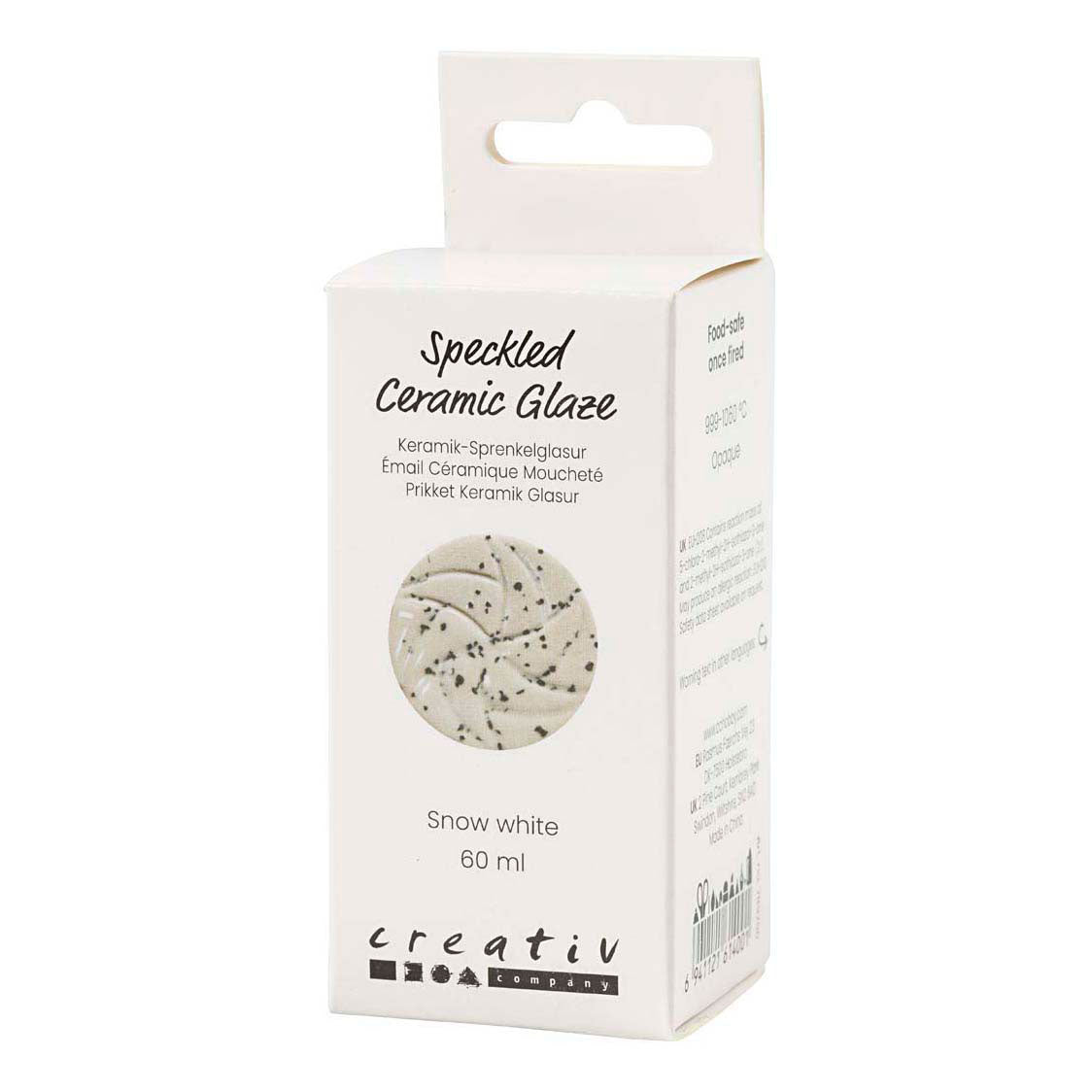 Creativ company vernis céramique moucheté, 999-1060 °c, opaque, blanc neige, 60 ml 1 flacon