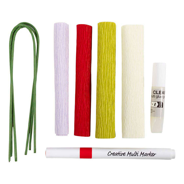Creativ company mini hobby set papier crépon, fleurs, couleurs pastel, 1 boîte