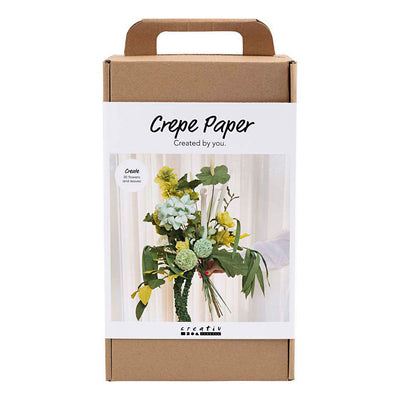 Creativ company maxi hobby set papier crépon, bouquet de fleurs, vert clair, vert foncé, vert pastel, blanc, 1 boîte