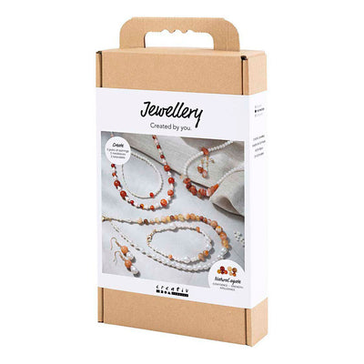 Creativ company hobby set bijoux, beige, orange brûlé, nacre blanche, 1 boîte
