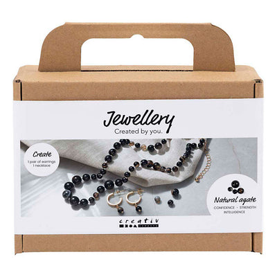 Creativ company mini hobby set bijoux, collier et boucles d'oreilles, noir, blanc, 1 boîte