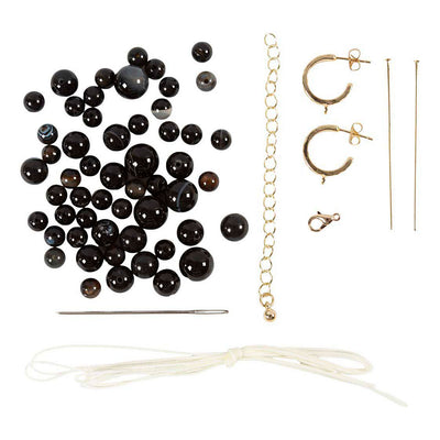 Creativ company mini hobby set bijoux, collier et boucles d'oreilles, noir, blanc, 1 boîte