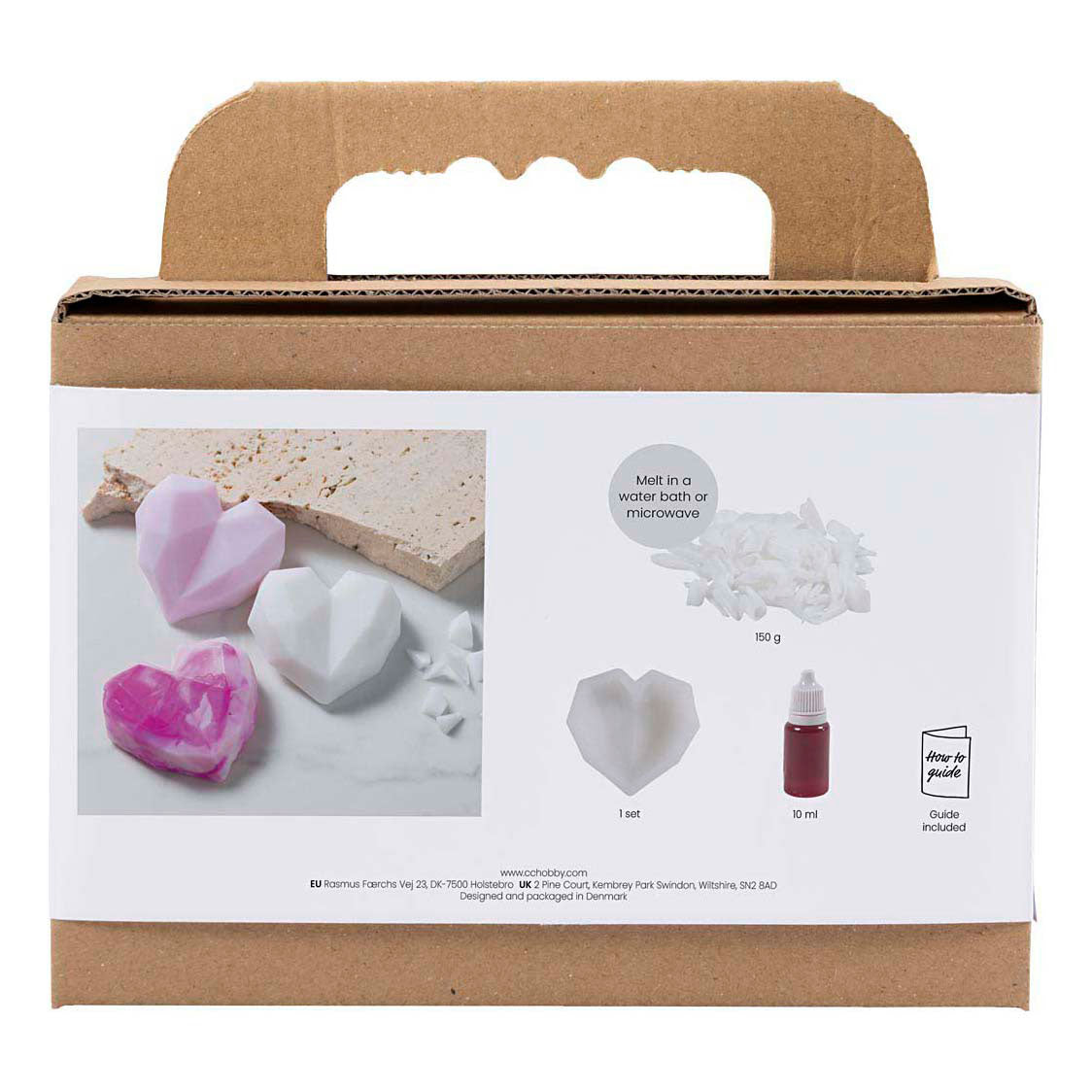Creativ company mini kit de fabrication de savon, cœurs, rose, 1 boîte