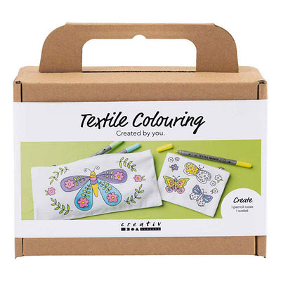 Creativ company mini hobby set décoration textile, papillons, couleurs pastel, 1 boîte