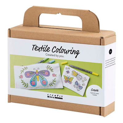 Creativ company mini hobby set décoration textile, papillons, couleurs pastel, 1 boîte